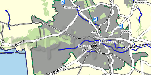 Карта Калининградская область Семь дорог